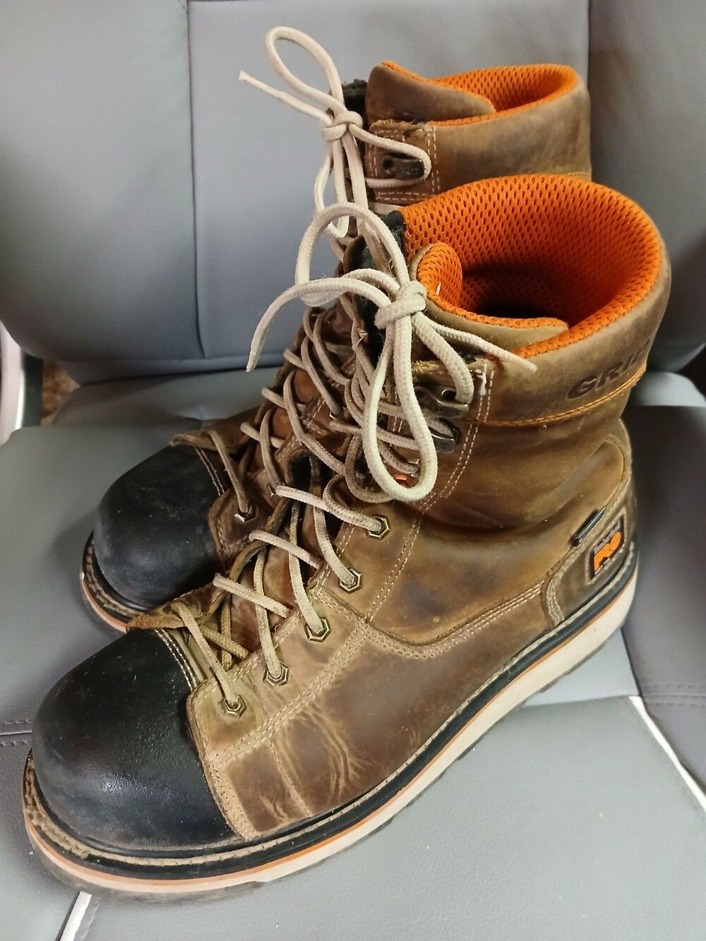 Timberland PRO Gridworks Men's Work Boots Size 12 M Brown Leather Distressed